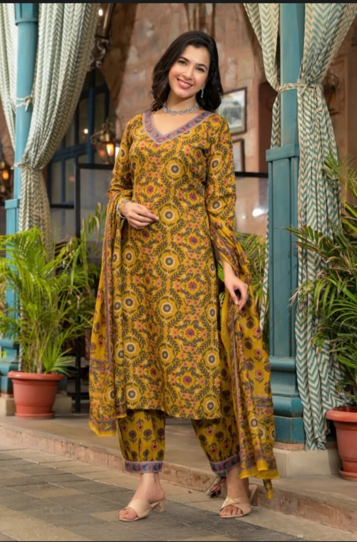 "Baraka Designer Mustard Kurta Set – Zara Kurta Set