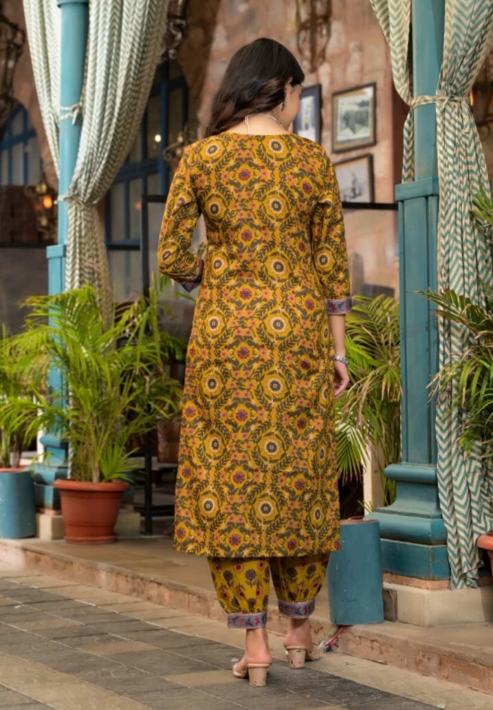 "Baraka Designer Mustard Kurta Set – Zara Kurta Set