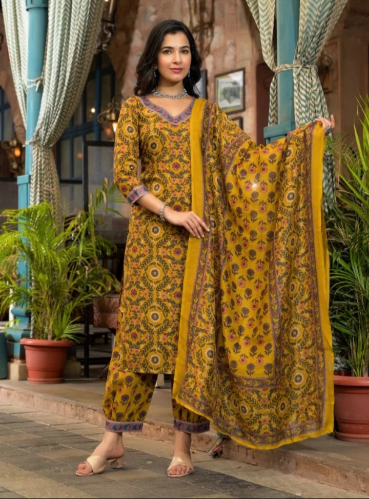"Baraka Designer Mustard Kurta Set – Zara Kurta Set