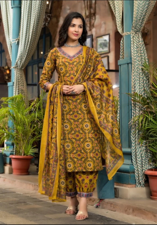 "Baraka Designer Mustard Kurta Set – Zara Kurta Set