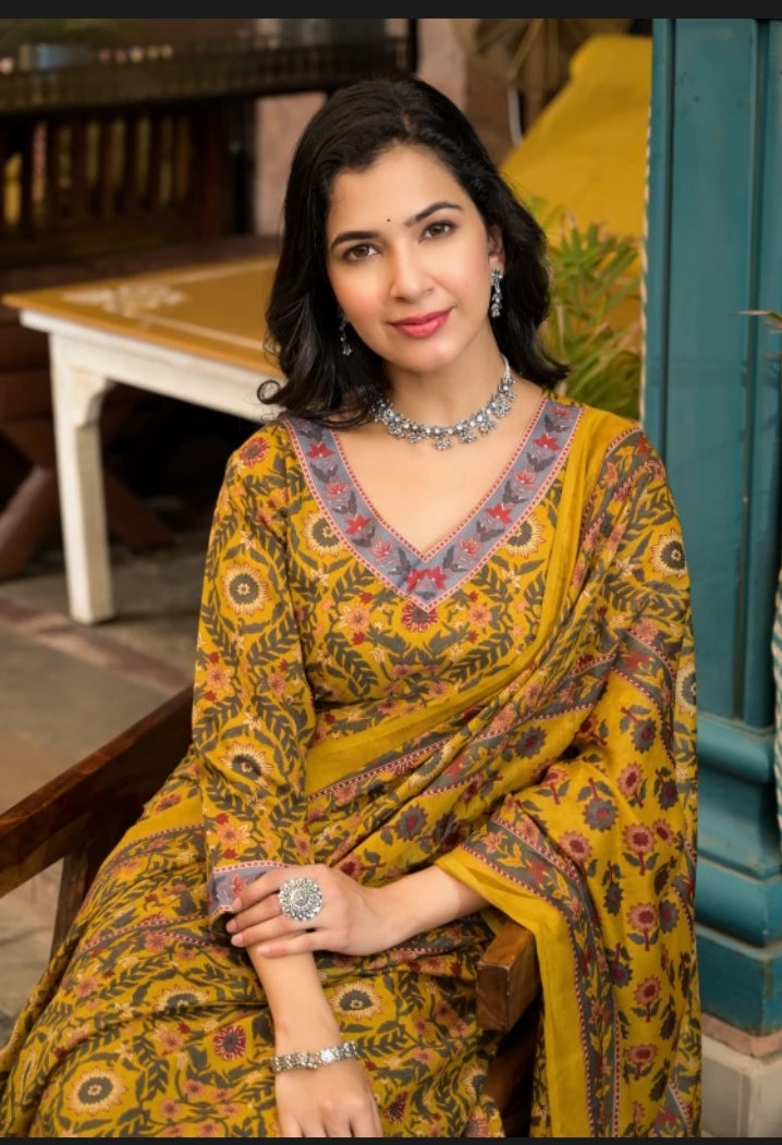 "Baraka Designer Mustard Kurta Set – Zara Kurta Set