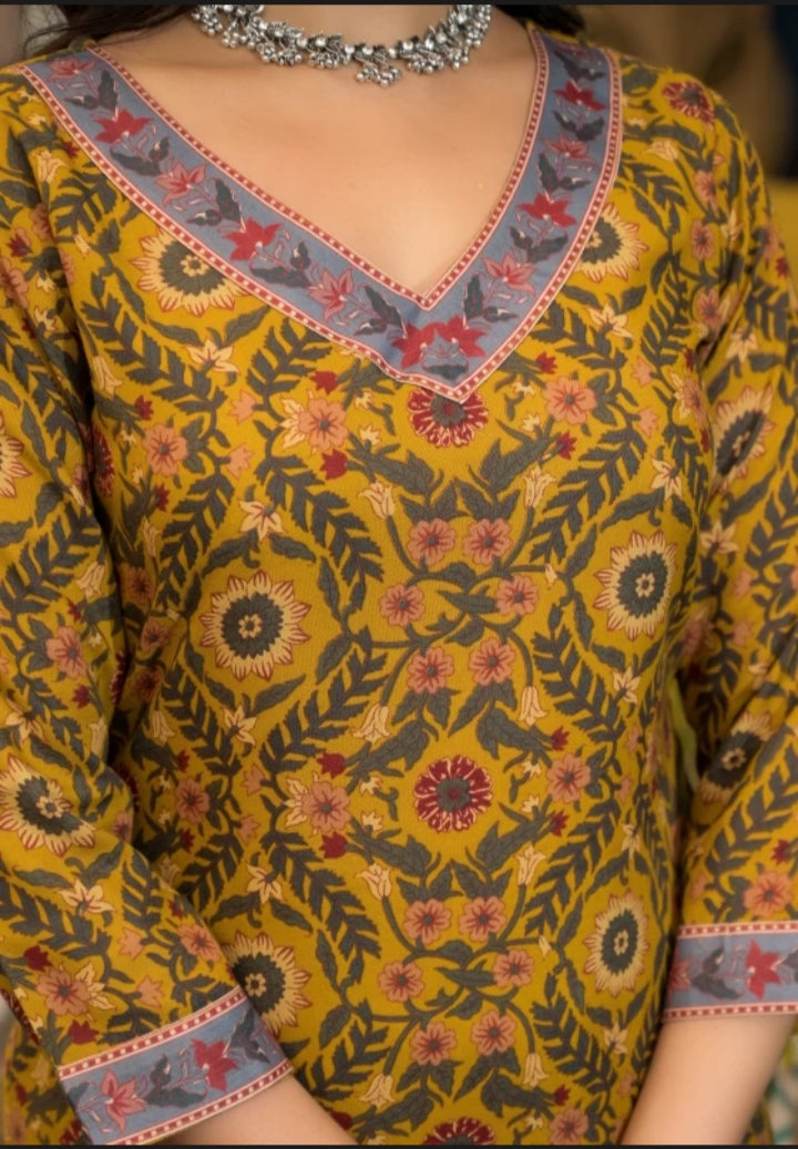 "Baraka Designer Mustard Kurta Set – Zara Kurta Set