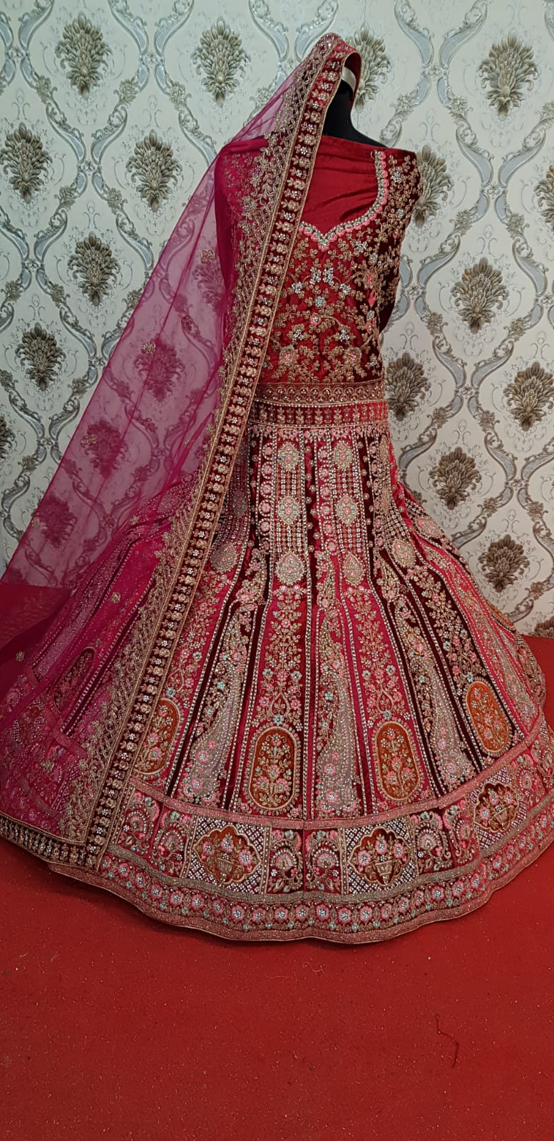 Baraka Designer Wedding Lehnga - Wedding Wear Lehnga - Rani Color - Mehrun Color - Rose Gold Color - Mustard Color - Firozi Color