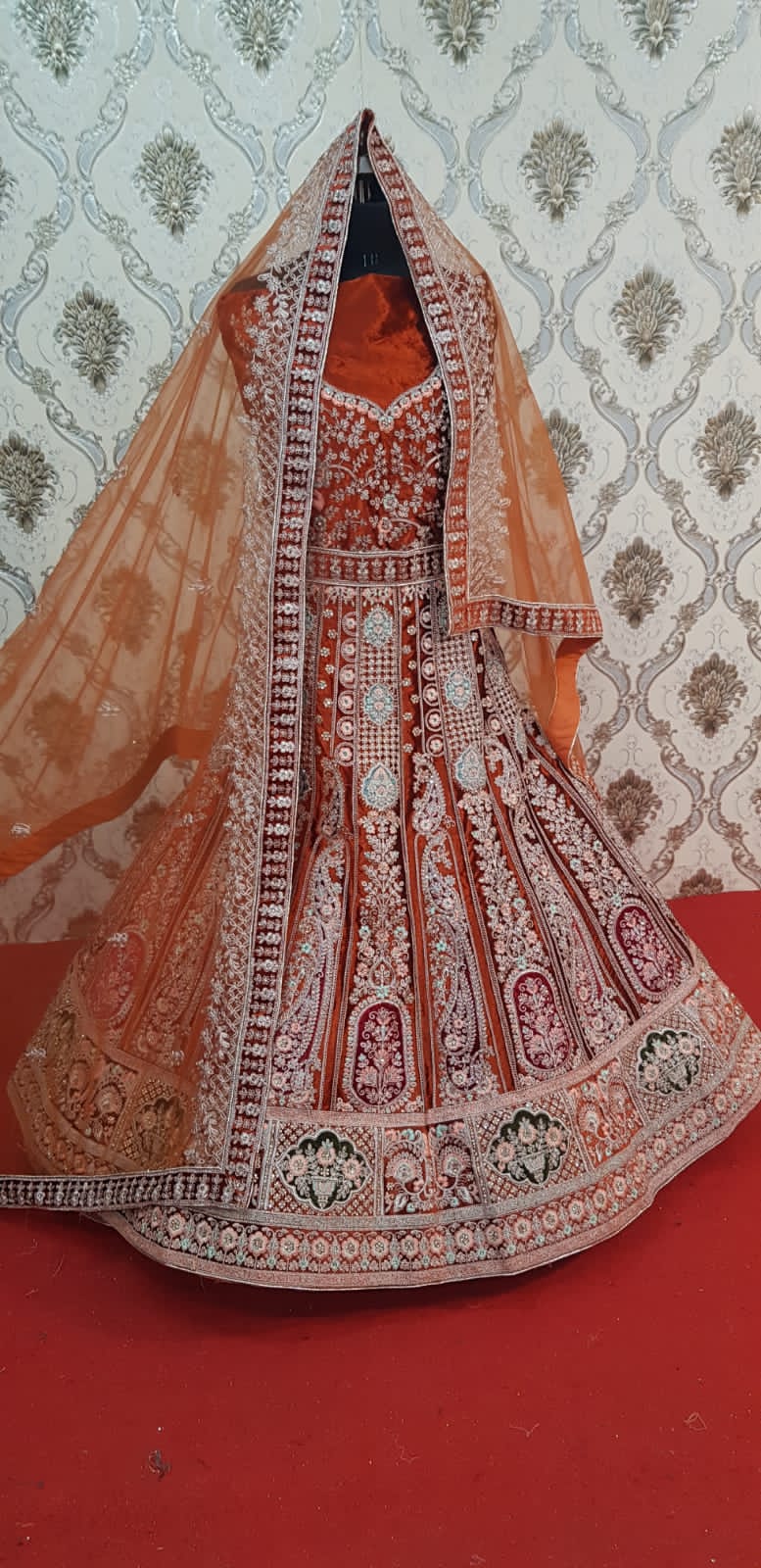 Baraka Designer Wedding Lehnga - Wedding Wear Lehnga - Rani Color - Mehrun Color - Rose Gold Color - Mustard Color - Firozi Color