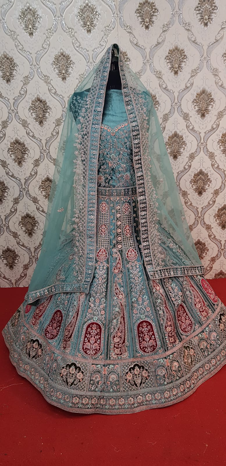 Baraka Designer Wedding Lehnga - Wedding Wear Lehnga - Rani Color - Mehrun Color - Rose Gold Color - Mustard Color - Firozi Color