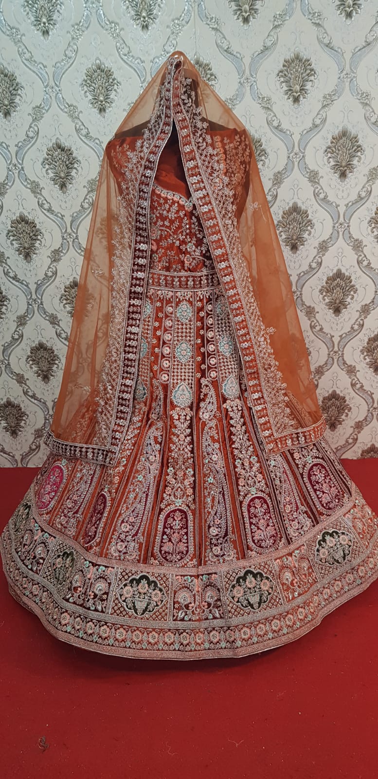 Baraka Designer Wedding Lehnga - Wedding Wear Lehnga - Rani Color - Mehrun Color - Rose Gold Color - Mustard Color - Firozi Color