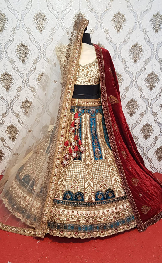 Baraka Designer Wedding Lehnga - Wedding Wear Lehnga - Rani Color - Mehrun Color - Rose Gold Color - Mustard Color - Firozi Color