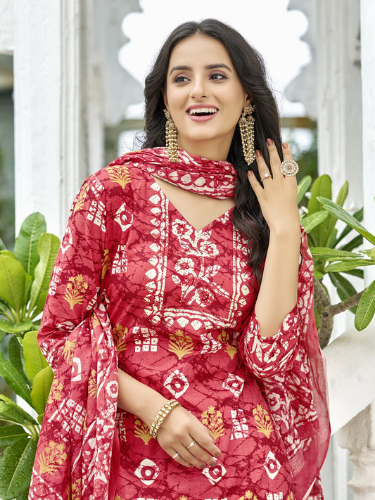 Trendy Pure Cotton Kurta Set – Vibrant Prints & Comfortable Fit - Afrah Cotton Kurta Set