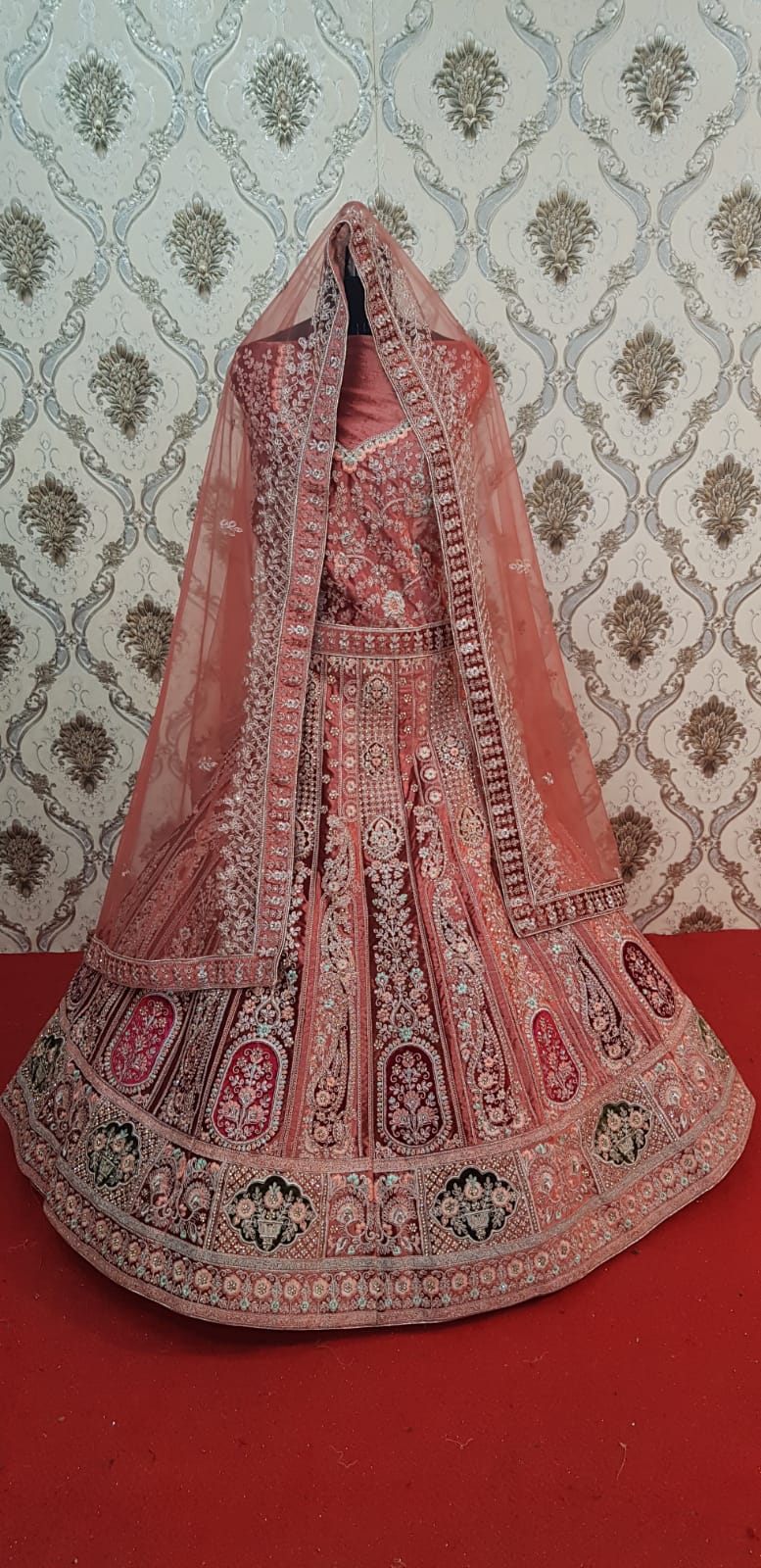 Baraka Designer Wedding Lehnga - Wedding Wear Lehnga - Rani Color - Mehrun Color - Rose Gold Color - Mustard Color - Firozi Color